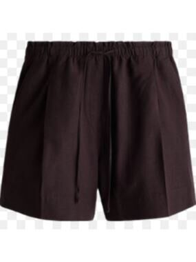 H&M Linen-Blend Drawstring Short, 5" Inseam, Burgundy, Size M